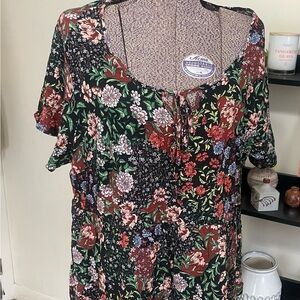 Torrid Floral Blouse - Black, Red, Green